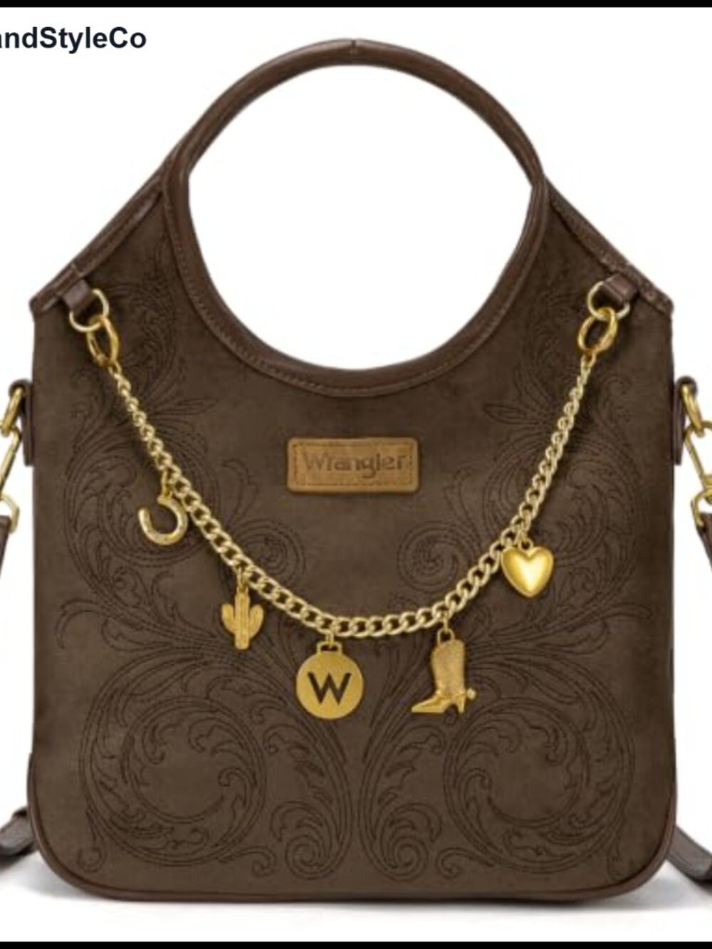 Wrangler Satchel Top Handle Crossbody Bag PU Leather Charm Small